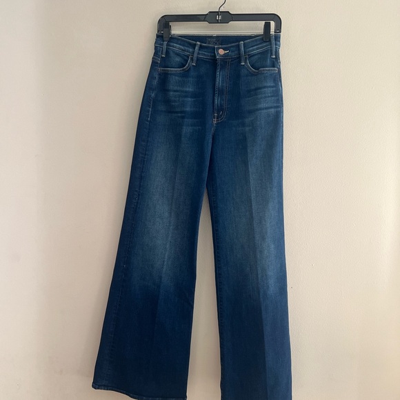 MOTHER Flare & Wide the hustler roller sneak Leg Dark Blue Jeans - Picture 7 of 16